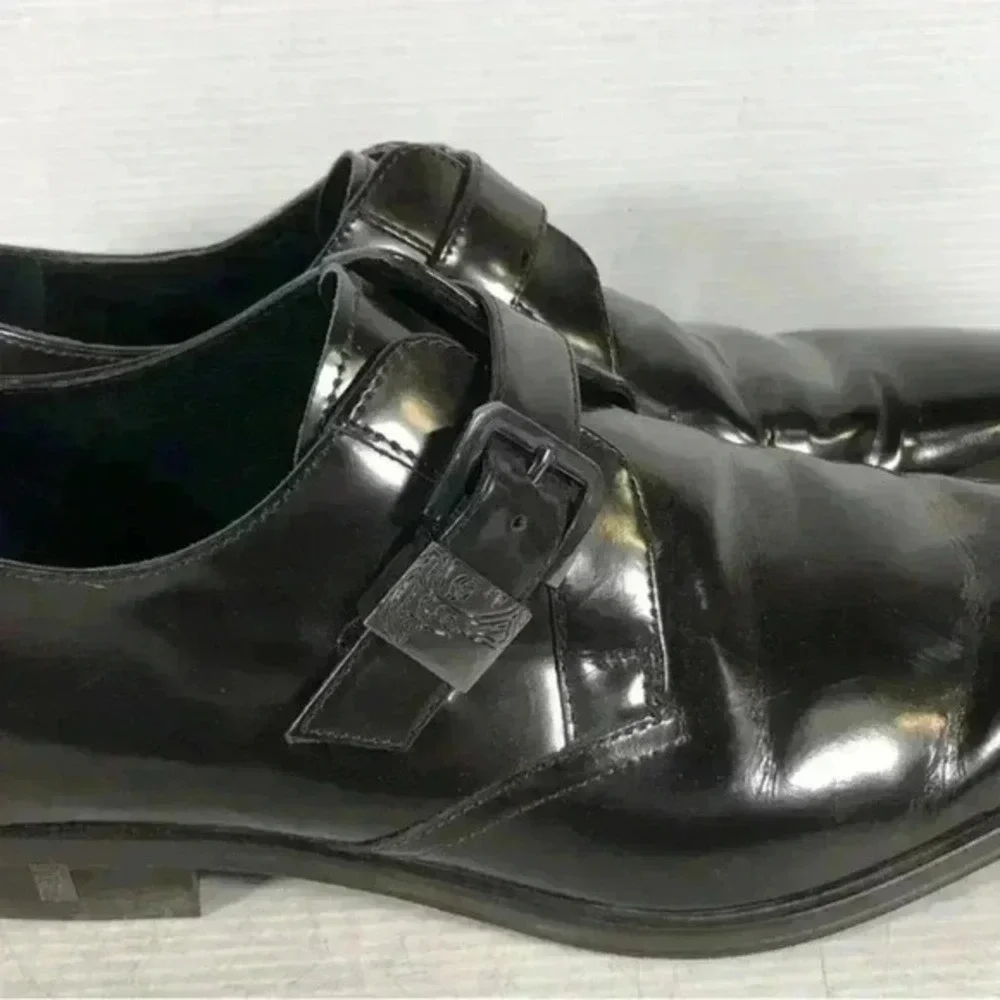 Versace Collection Men's Black Leather Monk Strap Dress Shoes Size 41